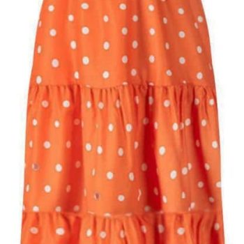 Women's Summer Boho Spaghetti Strap Square Neck Ruffle Casual Flowy Long Dress Beach Swing Party Maxi Dress - Orange Dot