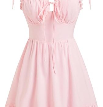 Floral Dress for Women Summer Mini Sundresses Spaghetti Strap Cute Vacation Dresses Boho Casual Outfits - Light Pink