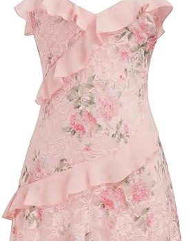 Women's Floral Mini Dress Ruffle Cowl Neck Cute Summer Dresses Wedding Guest Dress Trendy Date Vacation Outfits - Floral Pink