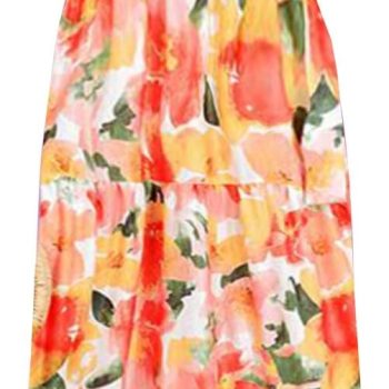 Women's Summer Boho Spaghetti Strap Square Neck Ruffle Casual Flowy Long Dress Beach Swing Party Maxi Dress - Z-orange