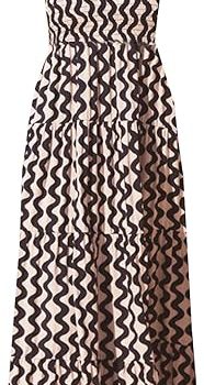 Women's Summer Boho Spaghetti Strap Square Neck Ruffle Casual Flowy Long Dress Beach Swing Party Maxi Dress - H-ivory