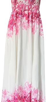 Women's Summer Boho Spaghetti Strap Square Neck Ruffle Casual Flowy Long Dress Beach Swing Party Maxi Dress - B-pink