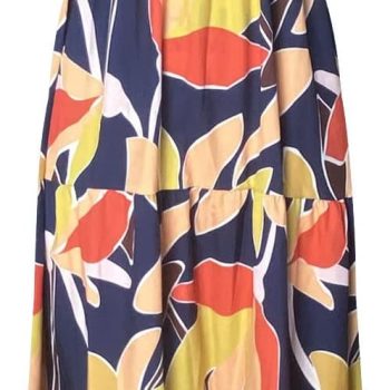 Women's Summer Boho Spaghetti Strap Square Neck Ruffle Casual Flowy Long Dress Beach Swing Party Maxi Dress - Navy Floral