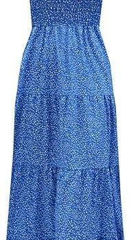Women's Summer Boho Spaghetti Strap Square Neck Ruffle Casual Flowy Long Dress Beach Swing Party Maxi Dress - Dots Blue