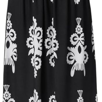 Women Strapless Dress Casual Loose Ruched Long Maxi Dress with Pockets - Printing Floral