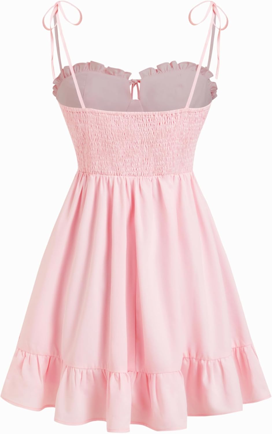 Floral Dress for Women Summer Mini Sundresses Spaghetti Strap Cute Vacation Dresses Boho Casual Outfits - Light Pink