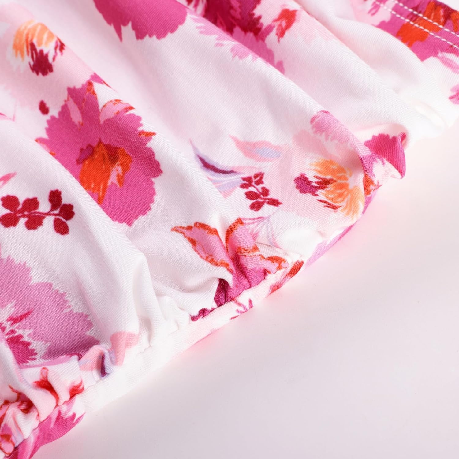 Women Strapless Dress Casual Loose Ruched Long Maxi Dress with Pockets - Flower Pink