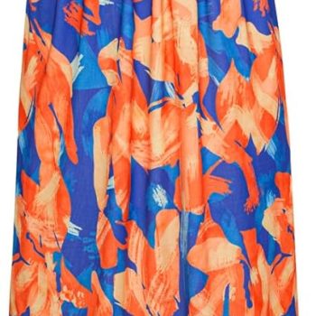 Women Strapless Dress Casual Loose Ruched Long Maxi Dress with Pockets - Blue Orange