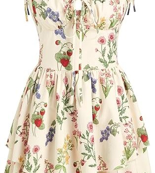 Floral Dress for Women Summer Mini Sundresses Spaghetti Strap Cute Vacation Dresses Boho Casual Outfits - Multicolor