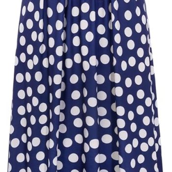 Women Strapless Dress Casual Loose Ruched Long Maxi Dress with Pockets - Blue Polka Dot