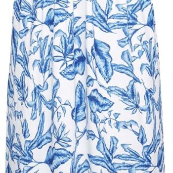 Women Strapless Dress Casual Loose Ruched Long Maxi Dress with Pockets - Blue Leaves White