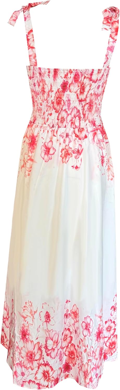 Women's Summer Boho Spaghetti Strap Square Neck Ruffle Casual Flowy Long Dress Beach Swing Party Maxi Dress - B-orange