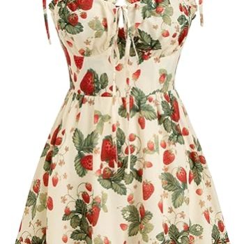 Floral Dress for Women Summer Mini Sundresses Spaghetti Strap Cute Vacation Dresses Boho Casual Outfits - Red