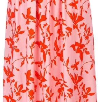 Women Strapless Dress Casual Loose Ruched Long Maxi Dress with Pockets - Orange Leaf