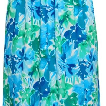 Women Strapless Dress Casual Loose Ruched Long Maxi Dress with Pockets - Blue Green Floral