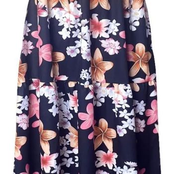 Women's Summer Boho Spaghetti Strap Square Neck Ruffle Casual Flowy Long Dress Beach Swing Party Maxi Dress - Black Floral