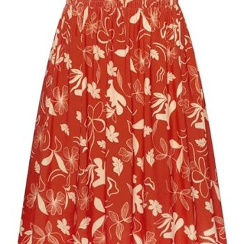 Summer Dresses for Women 2026 Vacation,Smocked Floral Maxi Dress,Boho Beach Sundress with Pocket Fashion Clothing - Red Yellow Floral