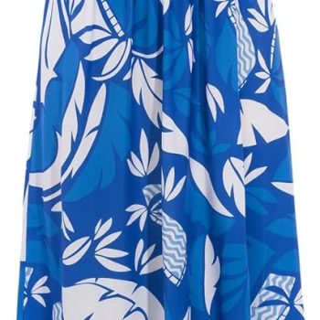 Women Strapless Dress Casual Loose Ruched Long Maxi Dress with Pockets - Blue Coconut Tree