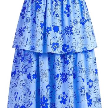 Summer Dresses for Women 2026 Floral Spaghetti Strap Wedding Guest Dress Maxi Beach Vacation Clothes - Floral Blue Blue