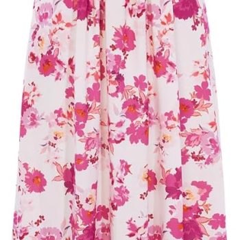Women Strapless Dress Casual Loose Ruched Long Maxi Dress with Pockets - Flower Pink