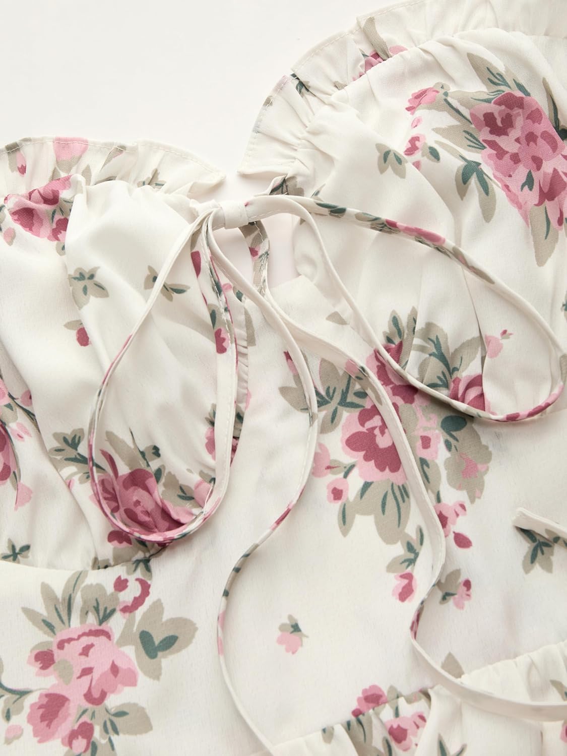 Floral Dress for Women Summer Mini Sundresses Spaghetti Strap Cute Vacation Dresses Boho Casual Outfits - White & Pink