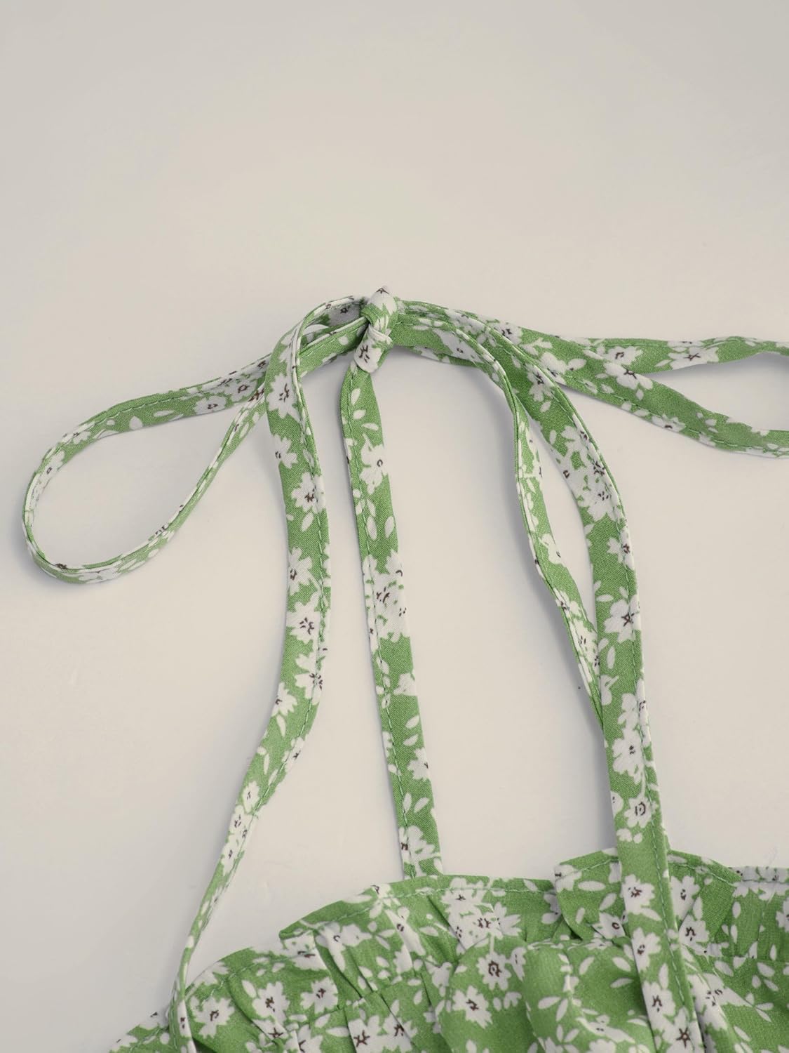 Floral Dress for Women Summer Mini Sundresses Spaghetti Strap Cute Vacation Dresses Boho Casual Outfits - Green