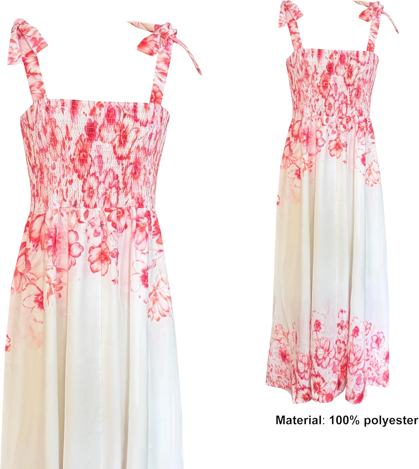 Women's Summer Boho Spaghetti Strap Square Neck Ruffle Casual Flowy Long Dress Beach Swing Party Maxi Dress - B-orange