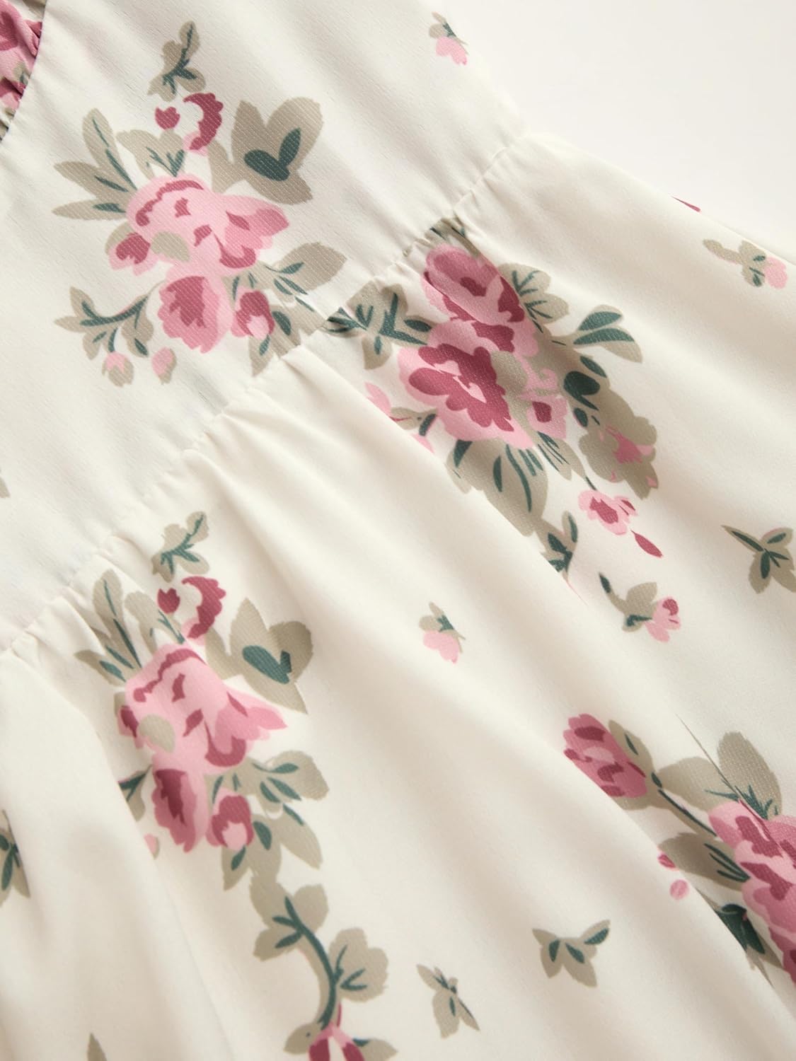 Floral Dress for Women Summer Mini Sundresses Spaghetti Strap Cute Vacation Dresses Boho Casual Outfits - White & Pink