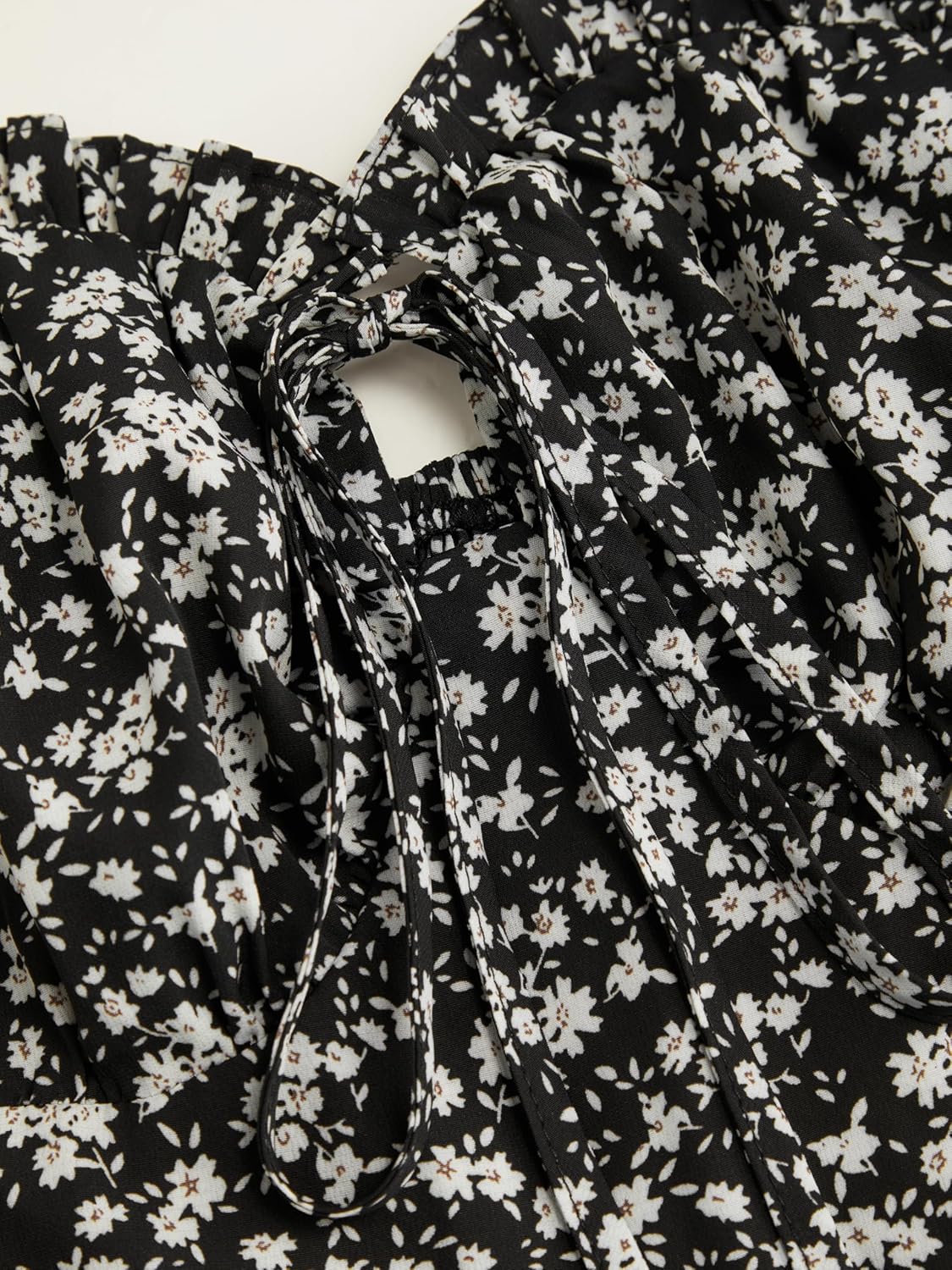 Floral Dress for Women Summer Mini Sundresses Spaghetti Strap Cute Vacation Dresses Boho Casual Outfits - Black